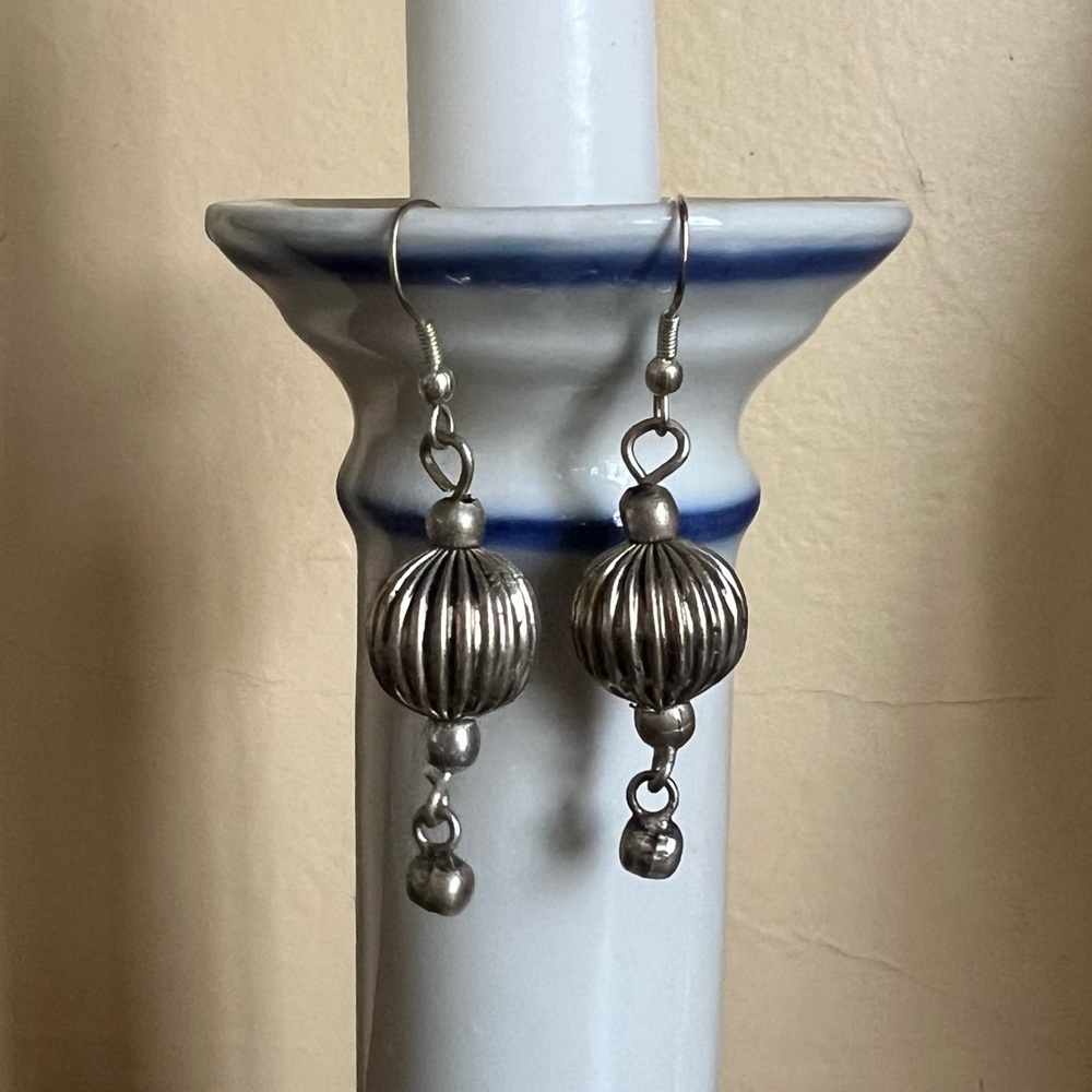 Antiqued Silver Drop Earrings